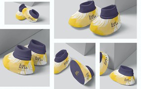 新生儿靴子设计样机 Newborn Booties Mockups