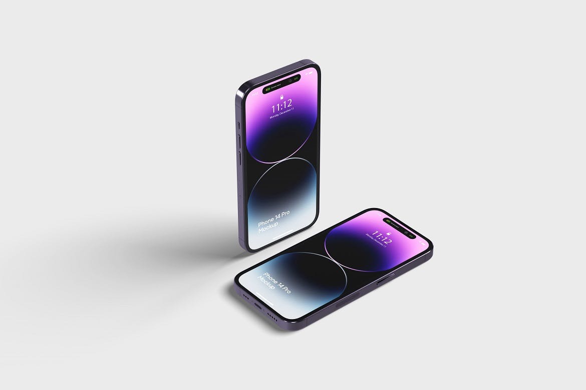 紫色iPhone 14 Pro苹果手机样机 Phone 14 Pro Mockup 样机素材 sucaiwan.com
