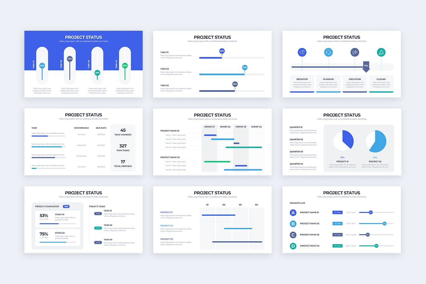 项目状态信息图表矢量模板 Business Project Status Illustrator Infographics 幻灯图表 sucaiwan.com