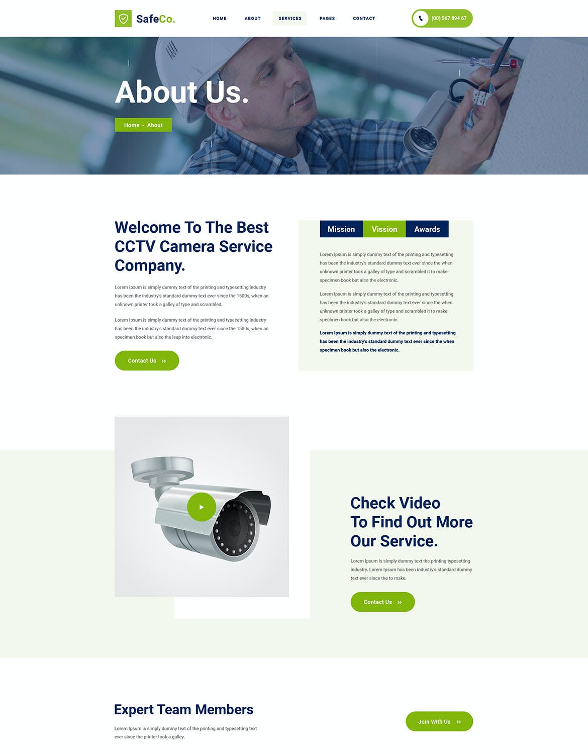 监控安全服务机构网站设计PSD模板 SafeCo – CCTV Security Service Agency PSD Template APP UI sucaiwan.com