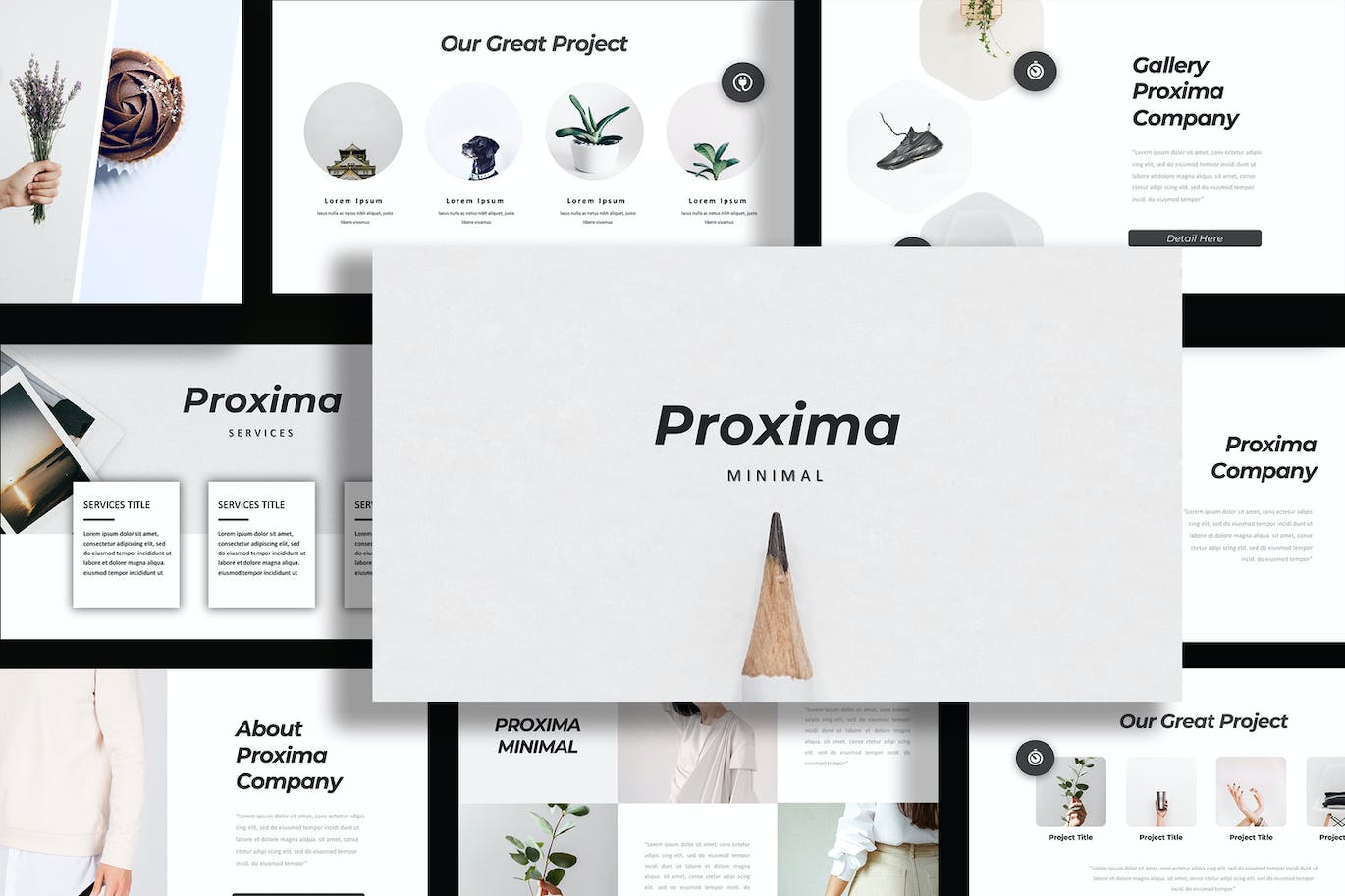 公司/企业介绍PPT模板下载 Proxima Minimal Powerpoint Template 幻灯图表 sucaiwan.com