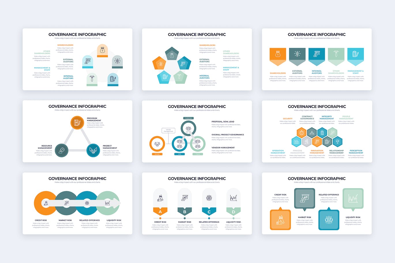 商业管理信息图表矢量模板 Business Governance Illustrator Infographics 幻灯图表 sucaiwan.com