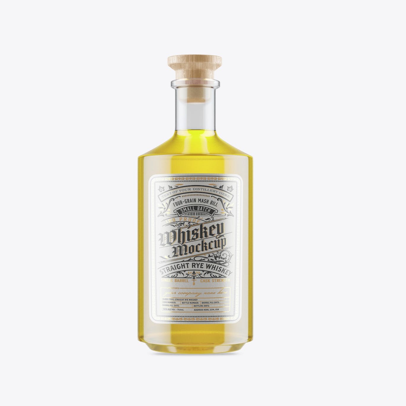 威士忌酒玻璃瓶包装设计样机 Pack Whiskey Liquor Glass Bottle Mockup 样机素材 sucaiwan.com
