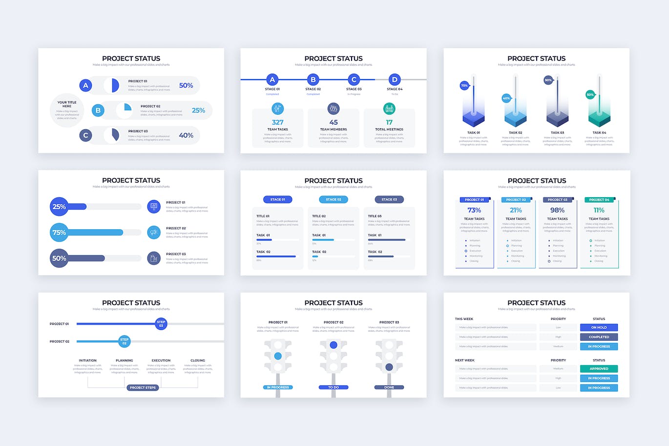 项目状态信息图表矢量模板 Business Project Status Illustrator Infographics 幻灯图表 sucaiwan.com