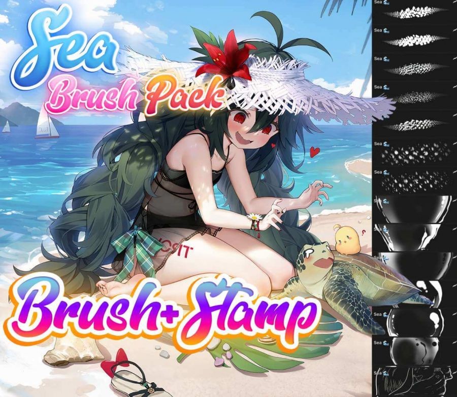 Procreate海岸光效纹理笔刷 笔刷资源 sucaiwan.com