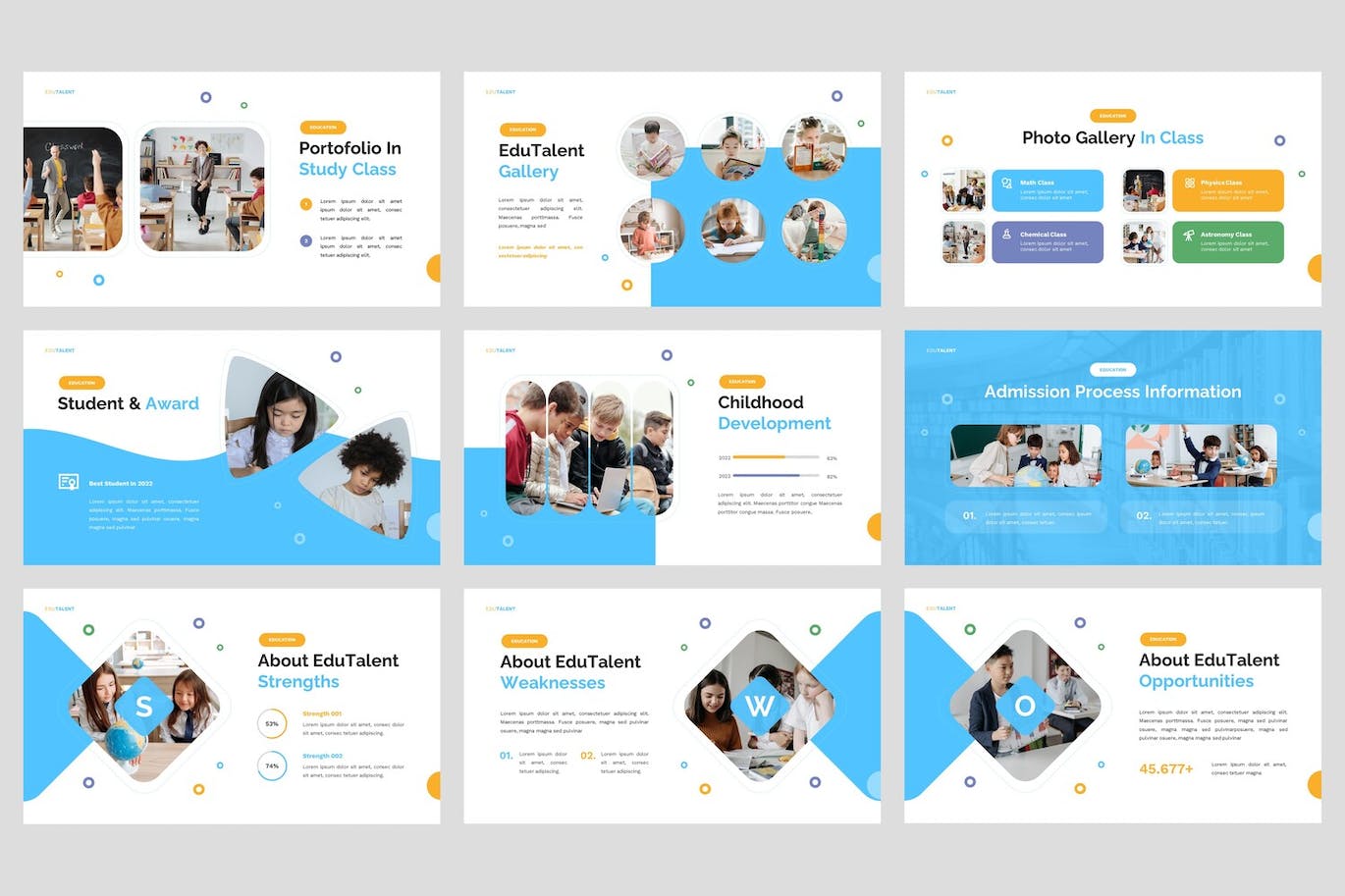 儿童教育课程PPT模板 EduTalent – Children Education Powerpoint Template 幻灯图表 sucaiwan.com