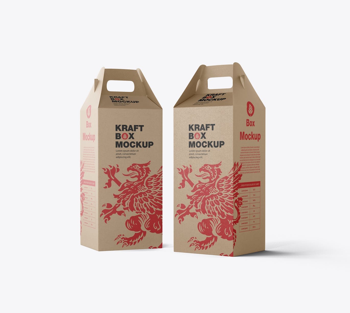 带把手的牛皮纸盒设计样机模板 Set Kraft Box with Handles Mockup APP UI sucaiwan.com