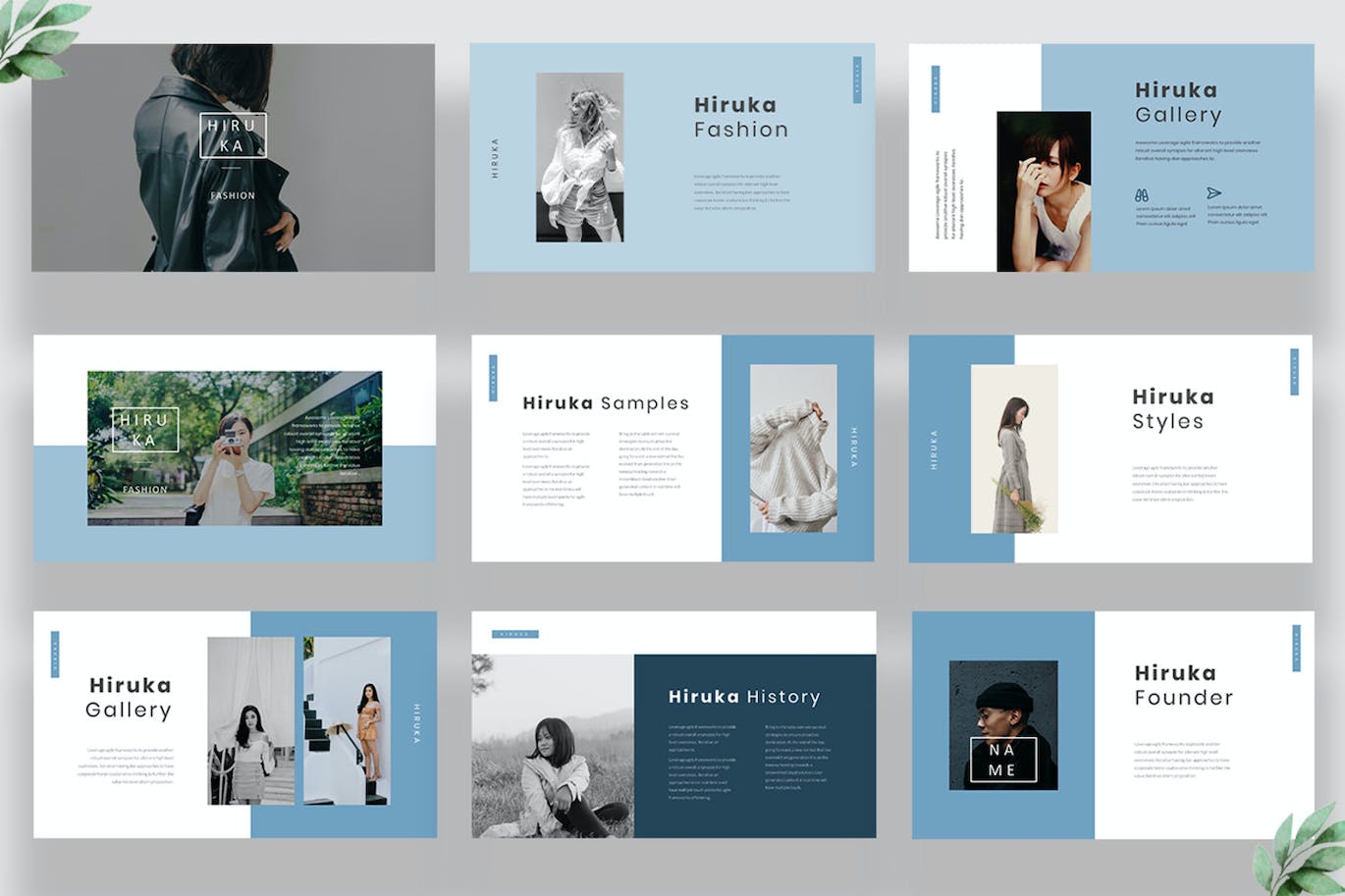 时装产品发布Powerpoint模板下载 Hiruka Powerpoint Template 幻灯图表 sucaiwan.com