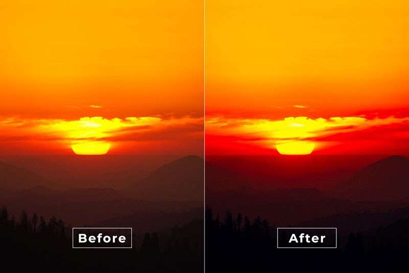 夕阳日落照片滤镜LUT调色预设 插件预设 sucaiwan.com