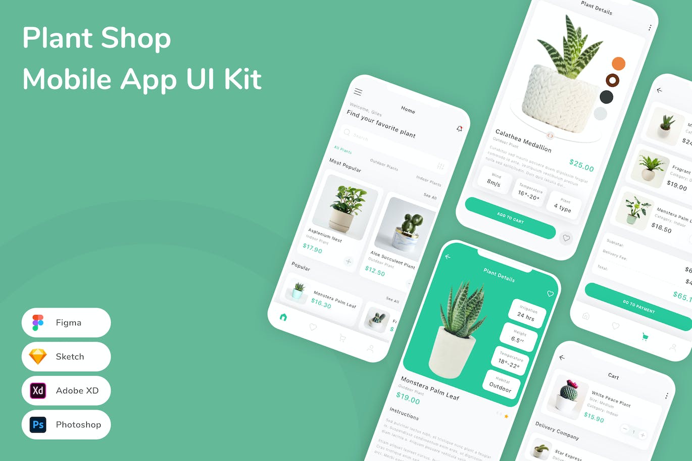 植物商店App应用程序UI设计模板套件 Plant Shop Mobile App UI Kit APP UI sucaiwan.com