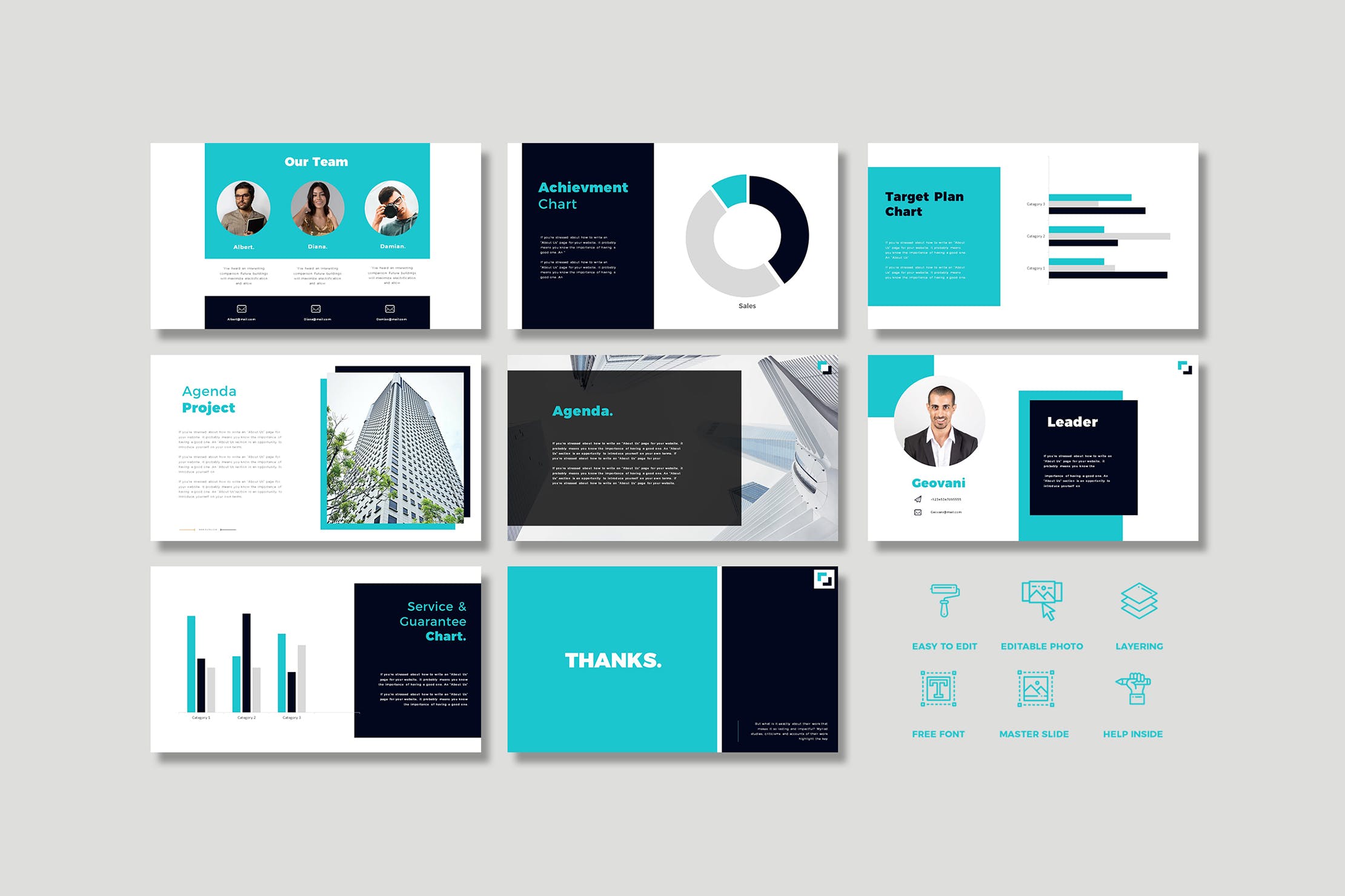 浅蓝商业演示PPT幻灯片模板下载 Bullao Business Presentation 幻灯图表 sucaiwan.com