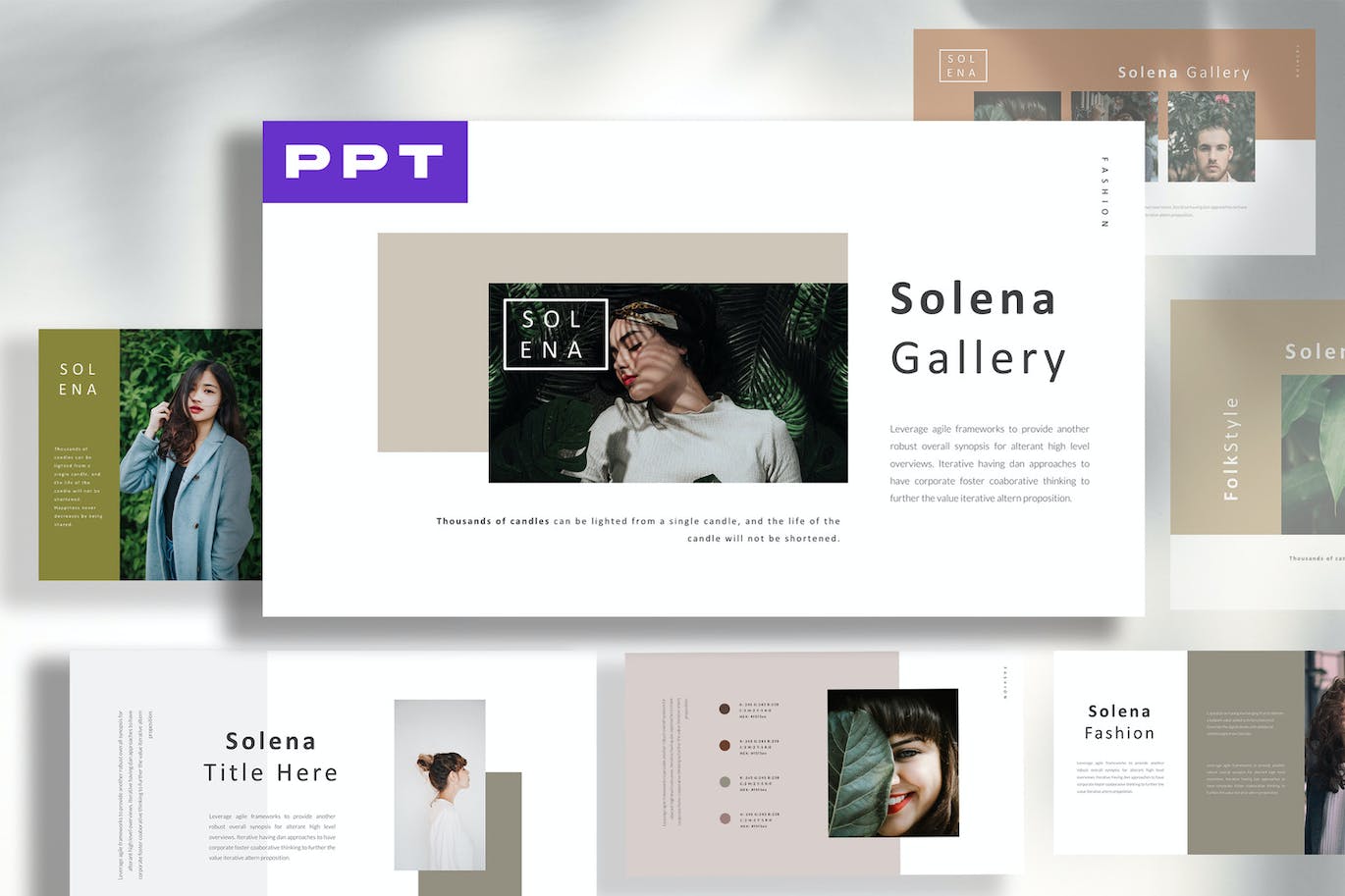 Lookbook作品图册Powerpoint幻灯片模板 Solena Lookbook Powerpoint 幻灯图表 sucaiwan.com