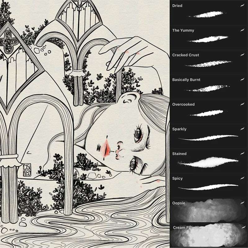 Procreate特殊墨水画笔 笔刷资源 sucaiwan.com