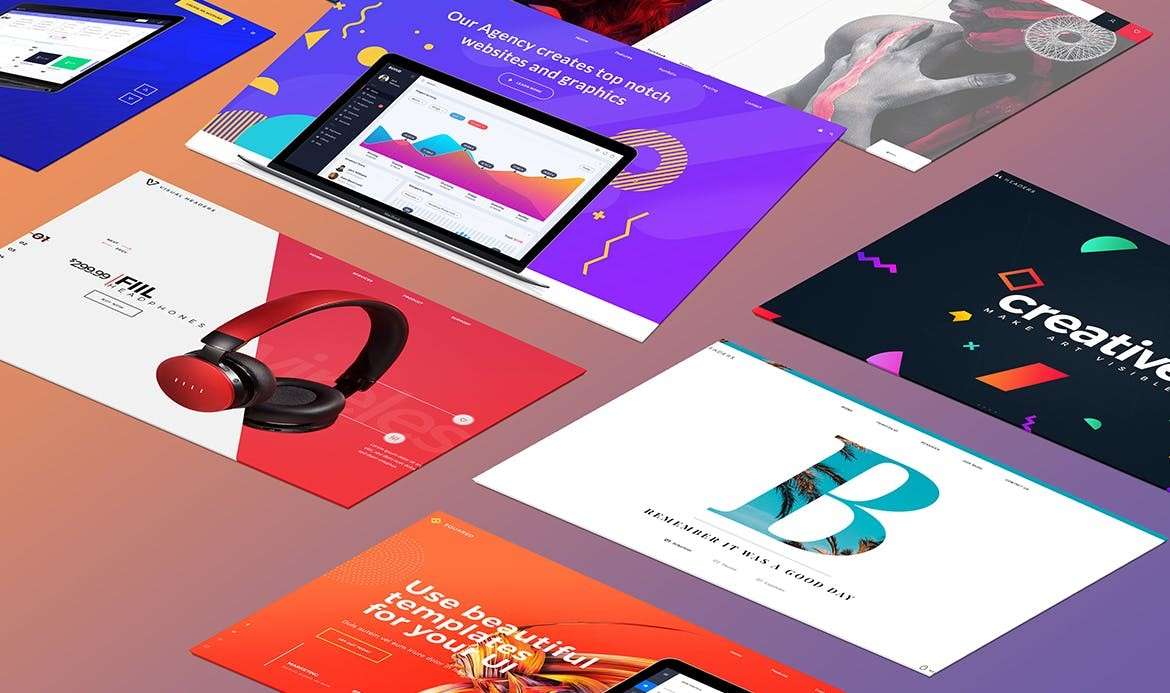 42个透视角度UI设计作品展示样机模板PSD 样机素材 sucaiwan.com