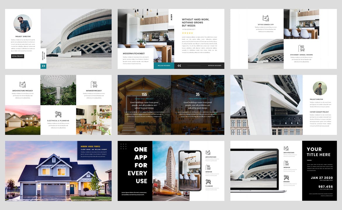 建筑室内设计演示PPT模板 Architecture – Interior PowerPoint Template 幻灯图表 sucaiwan.com