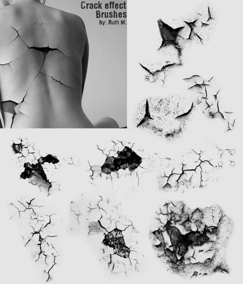9支真实裂纹效果PS笔刷 笔刷资源 sucaiwan.com