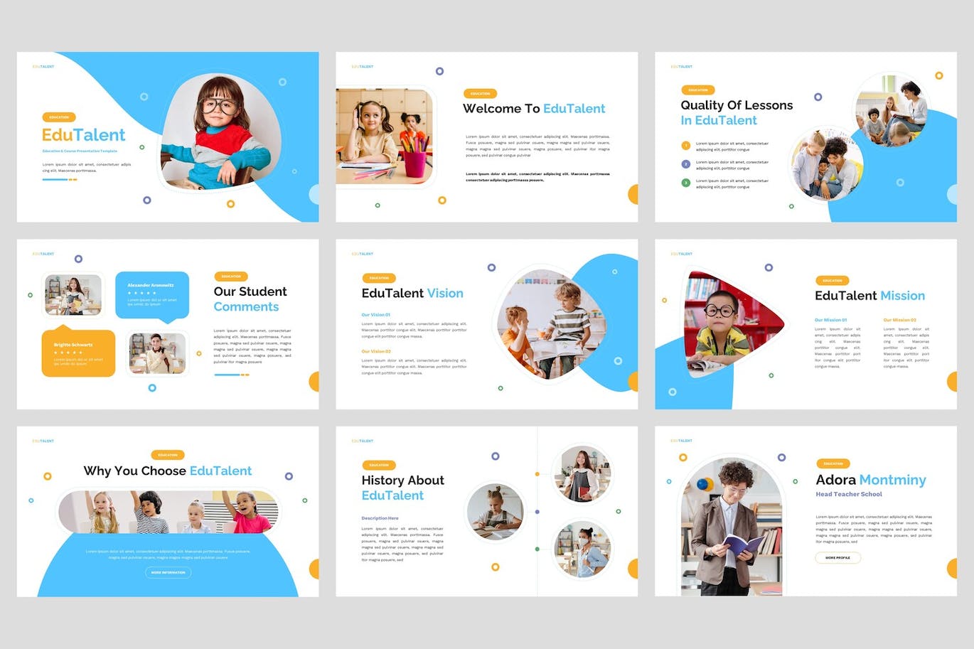 儿童教育课程PPT模板 EduTalent – Children Education Powerpoint Template 幻灯图表 sucaiwan.com