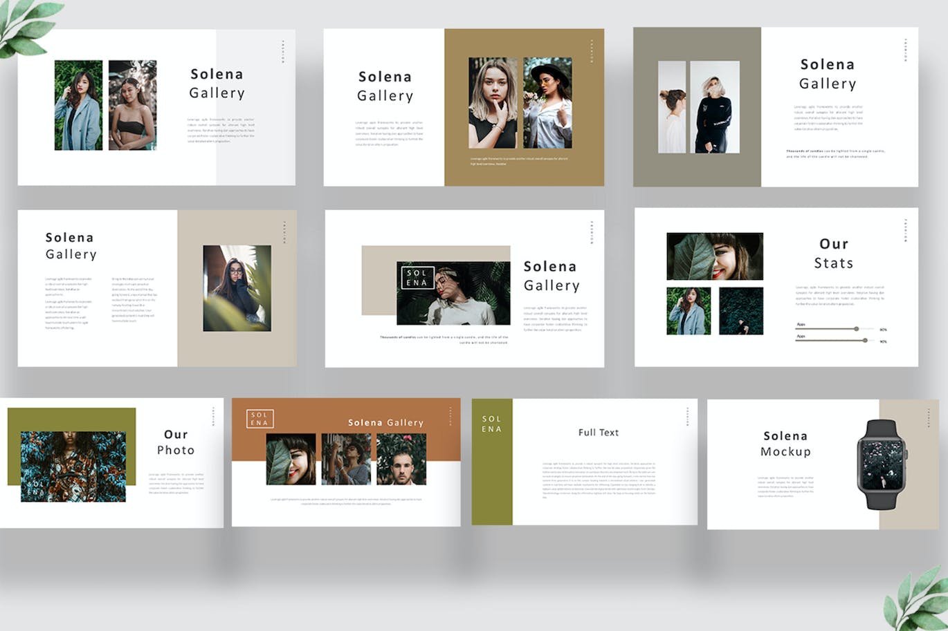 Lookbook作品图册Powerpoint幻灯片模板 Solena Lookbook Powerpoint 幻灯图表 sucaiwan.com