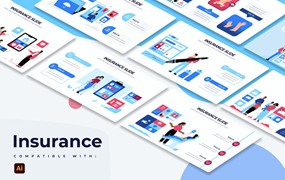 现代保险业务信息图表矢量模板 Business Insurance Slides Illustrator Infographics