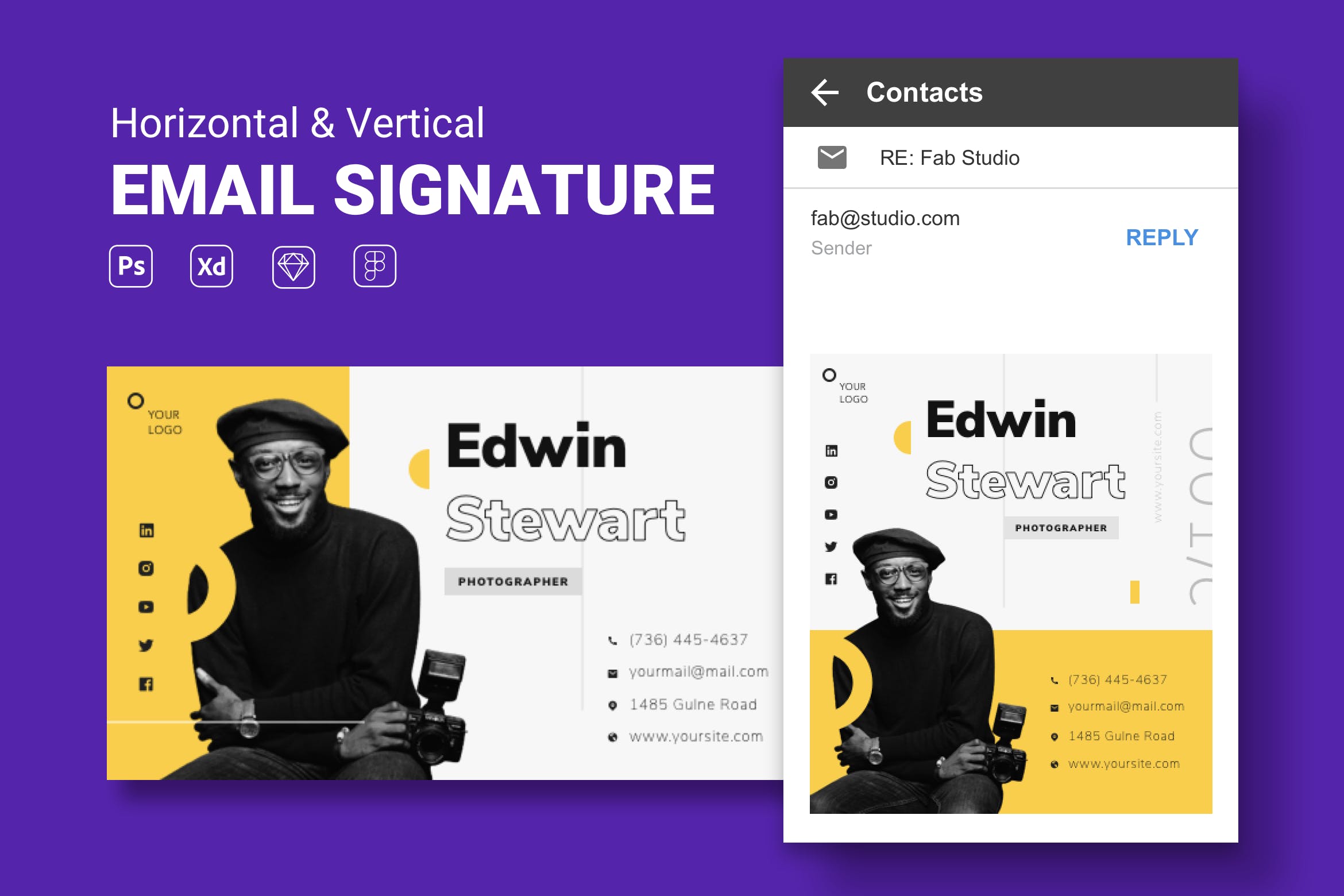 专业通用的电子邮件签名设计模板v1 Email SIgnature APP UI sucaiwan.com