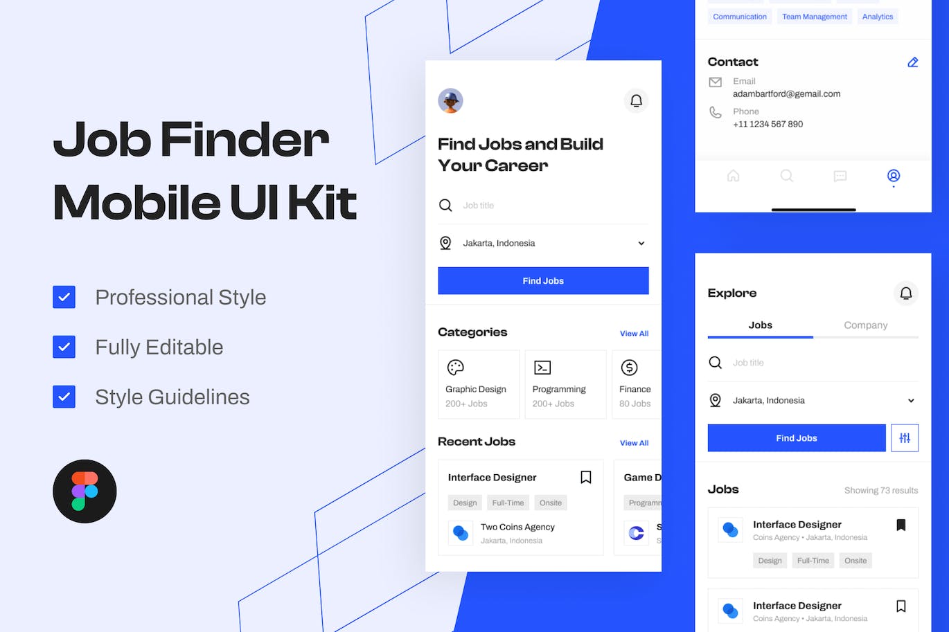 求职者/职业门户App移动应用程序UI模板 Job Finder – Mobile App UI Kit Template APP UI sucaiwan.com