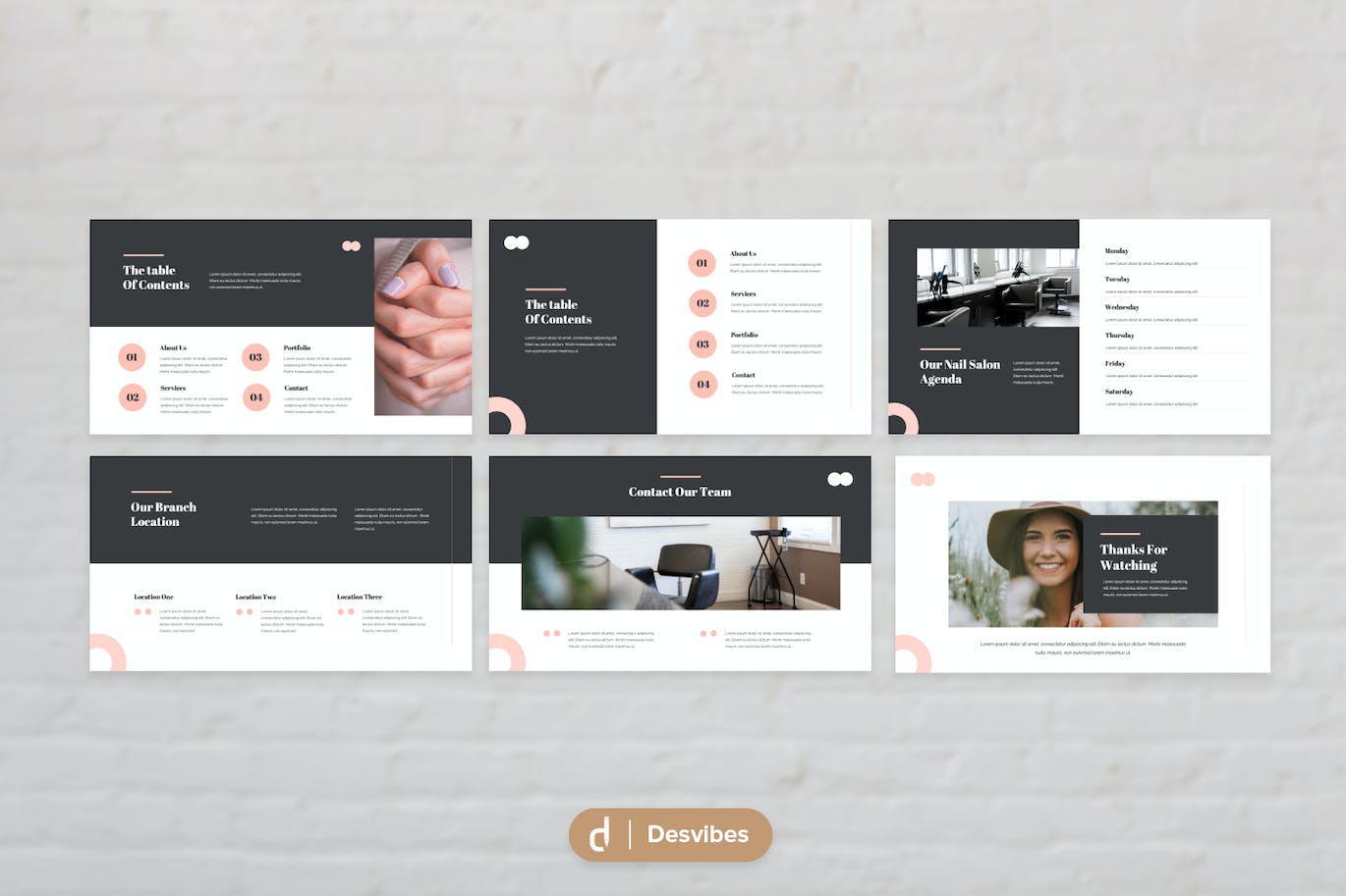 美甲沙龙美容护理PPT设计模板 Naila Nail Salon Powerpoint 幻灯图表 sucaiwan.com
