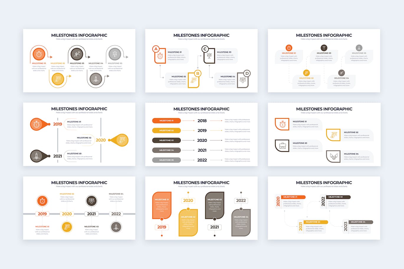里程碑时间轴信息图表矢量模板 Business Milestone Illustrator Infographics 幻灯图表 sucaiwan.com