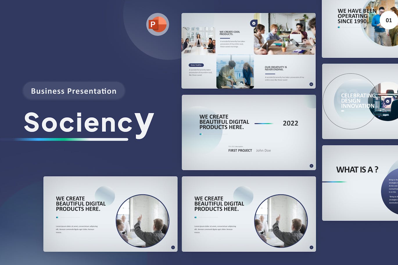 蓝色现代多用途Powerpoint模板下载 Sociency Blue Modern Multipurpose PowerPoint 幻灯图表 第1张-素材湾丨精选海外优质设计素材资源 蓝色现代多用途Powerpoint模板下载 Sociency Blue Modern Multipurpose PowerPoint 幻灯图表 sucaiwan.com