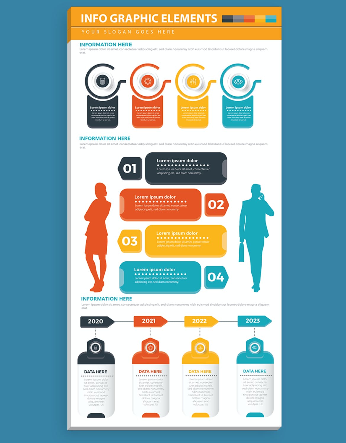 数据步骤信息图表元素模板 Infographic Elements 幻灯图表 sucaiwan.com