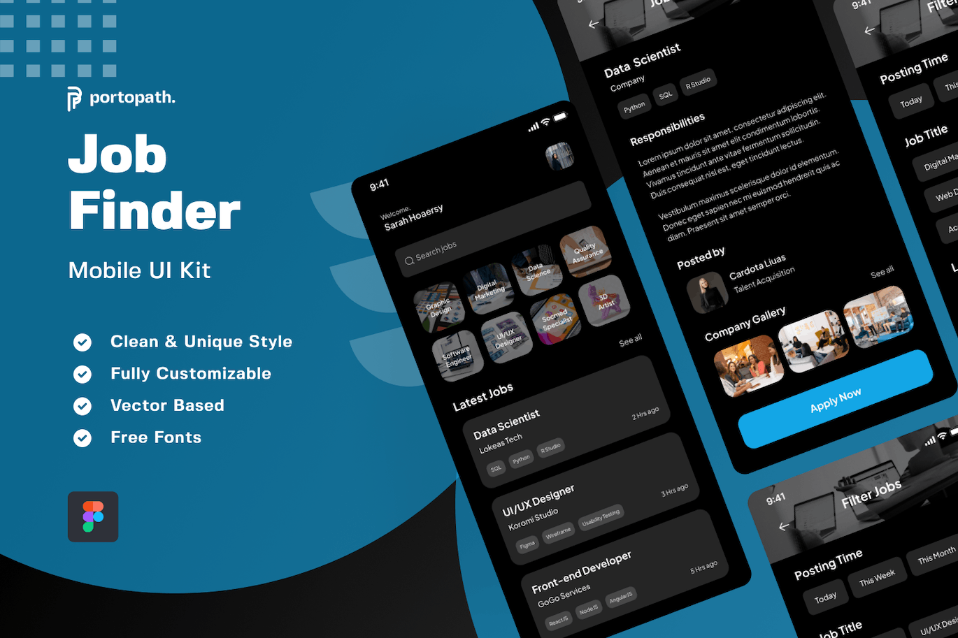 求职者App移动应用程序UI套件 Job Finder Mobile Apps APP UI sucaiwan.com