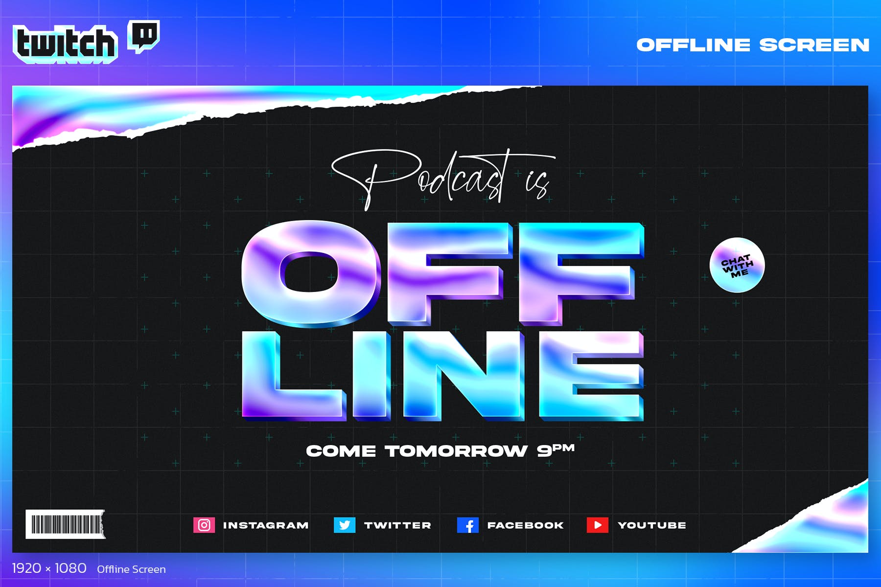 全息主题播客频道Twitch平台界面设计套件 Holographic Podcast Twitch Kit APP UI sucaiwan.com