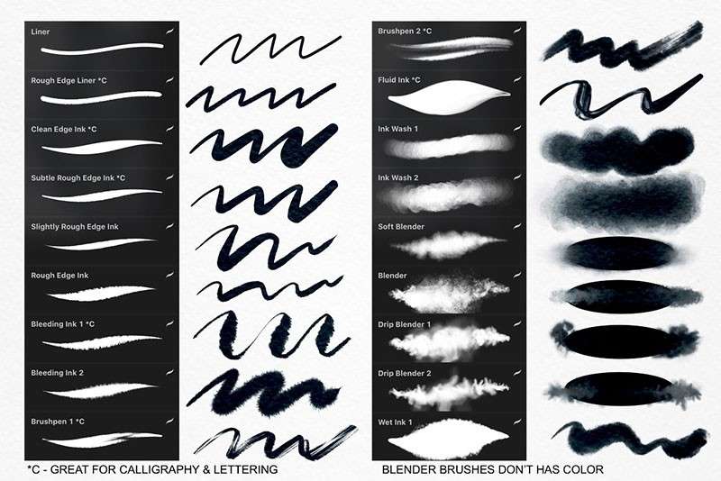 60+中国风水墨画Procreate笔刷 笔刷资源 sucaiwan.com