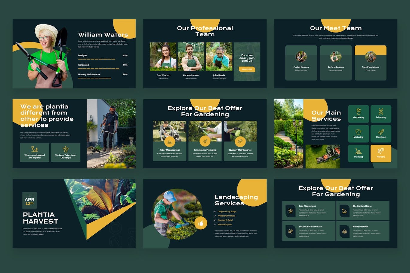 园林绿化和园艺PPT模板下载 Plantia – Landscaping Powerpoint Template 幻灯图表 sucaiwan.com