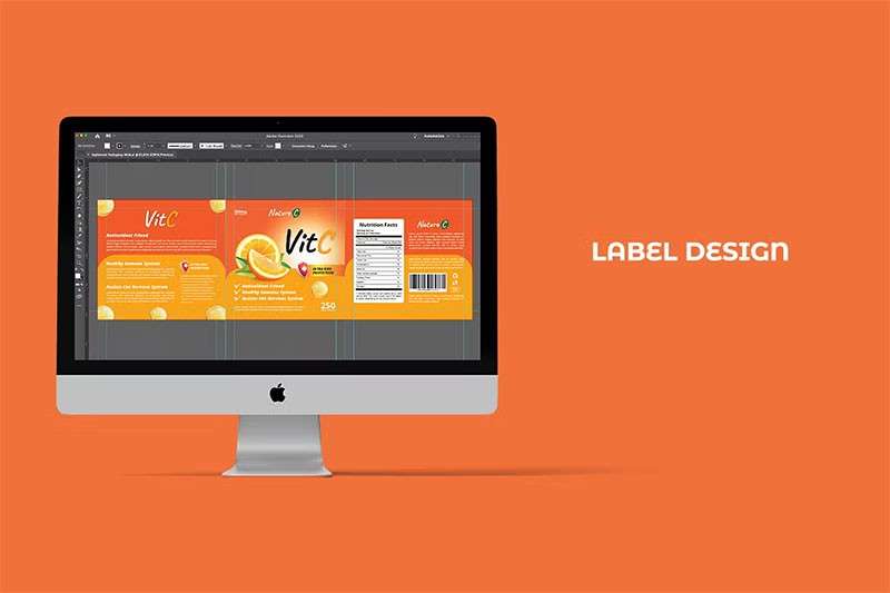 维生素C药瓶包装设计AI模板 样机素材 sucaiwan.com