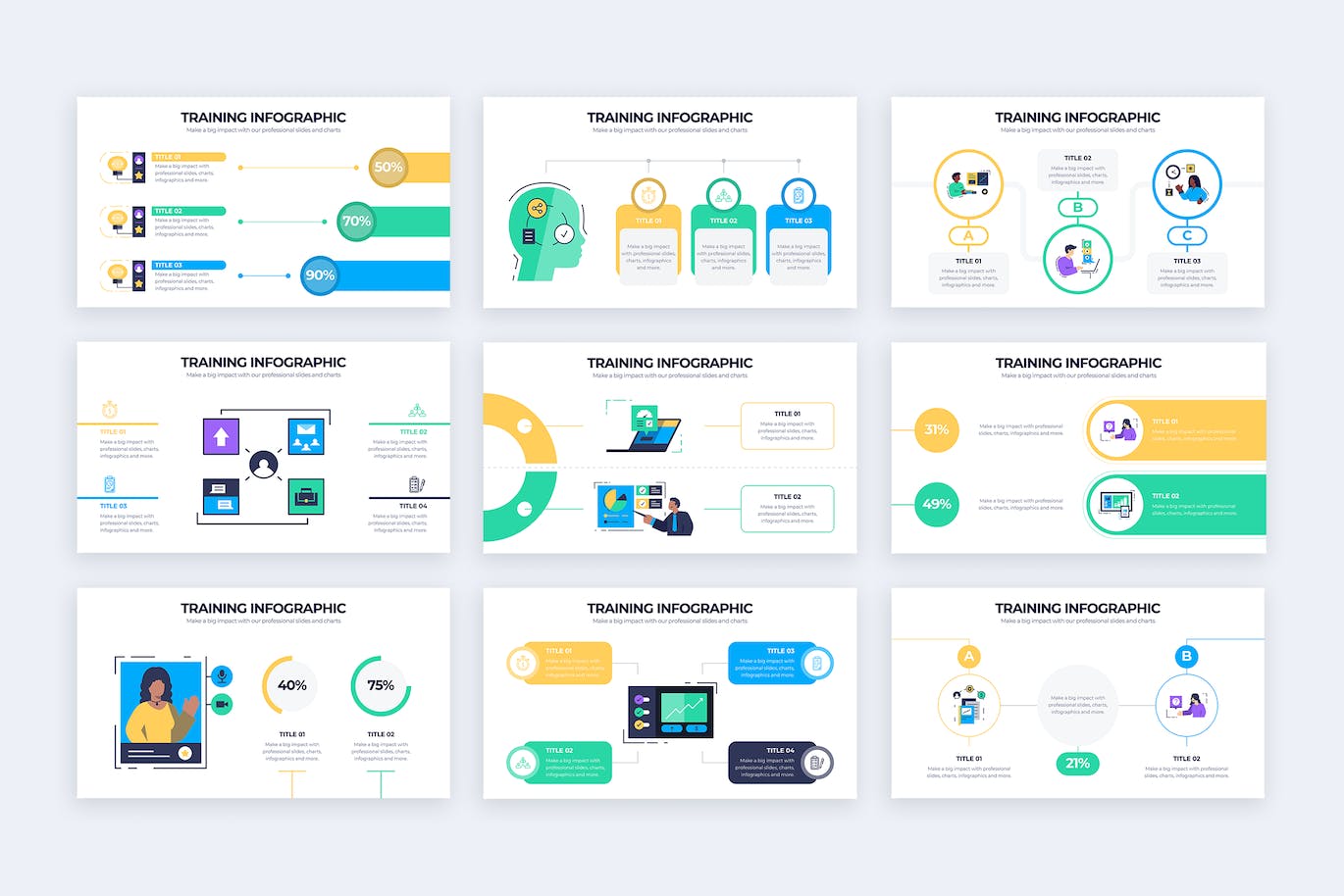 工作培训信息图表矢量模板 Business Training Illustrator Infographics 幻灯图表 sucaiwan.com