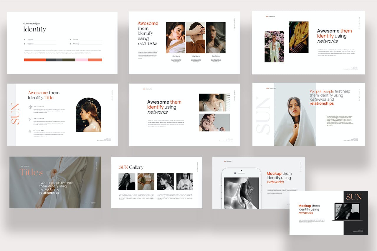 Lookbook作品集演示文稿PPT模板 SUN – Lookbook Powerpoint 幻灯图表 sucaiwan.com