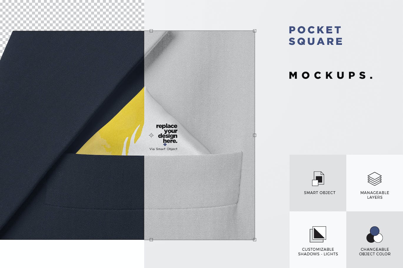 西装袋丝巾方巾设计样机 Pocket Square Mockups 样机素材 sucaiwan.com