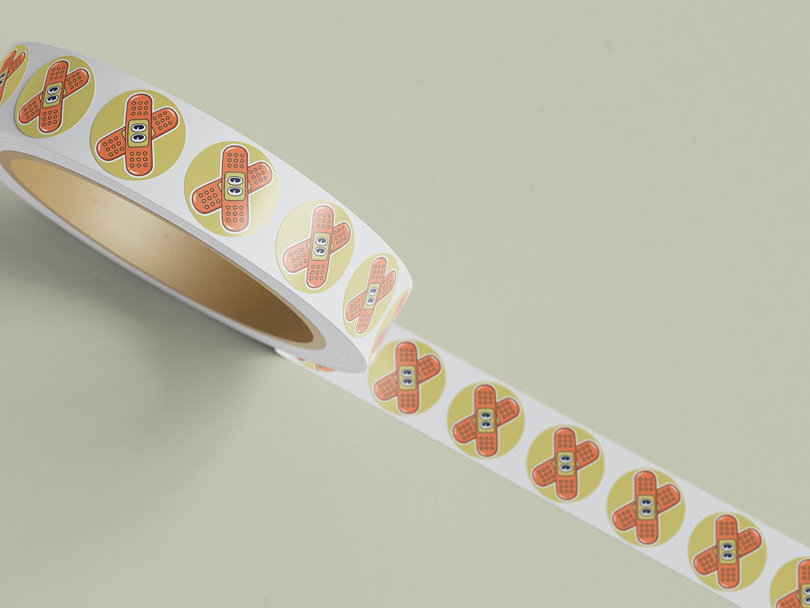 贴纸卷胶布图案设计样机模板 Sticker Roll Mockup 样机素材 sucaiwan.com