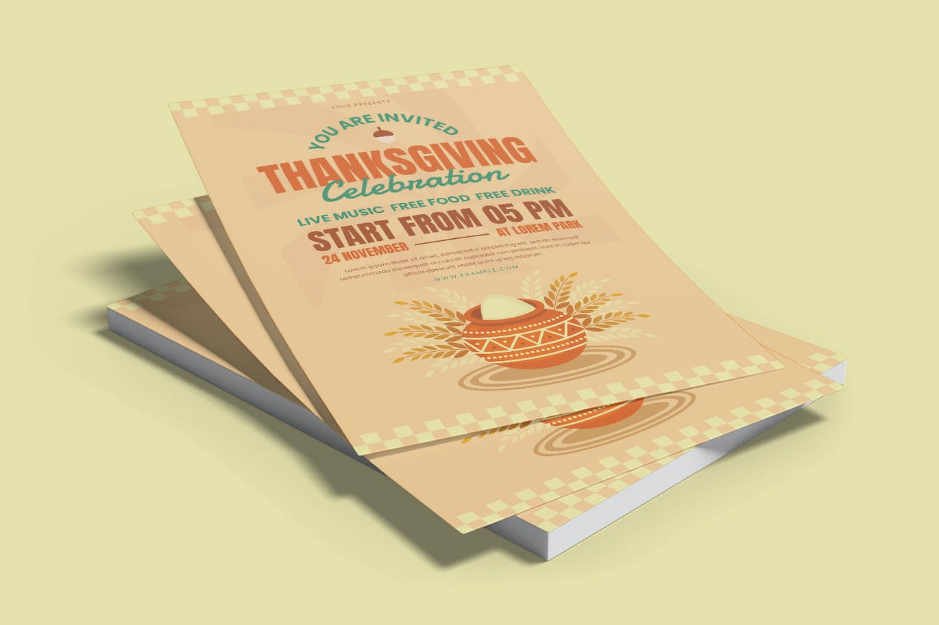 感恩节海报传单设计模板 Thanksgiving Flyer Template 设计素材 sucaiwan.com