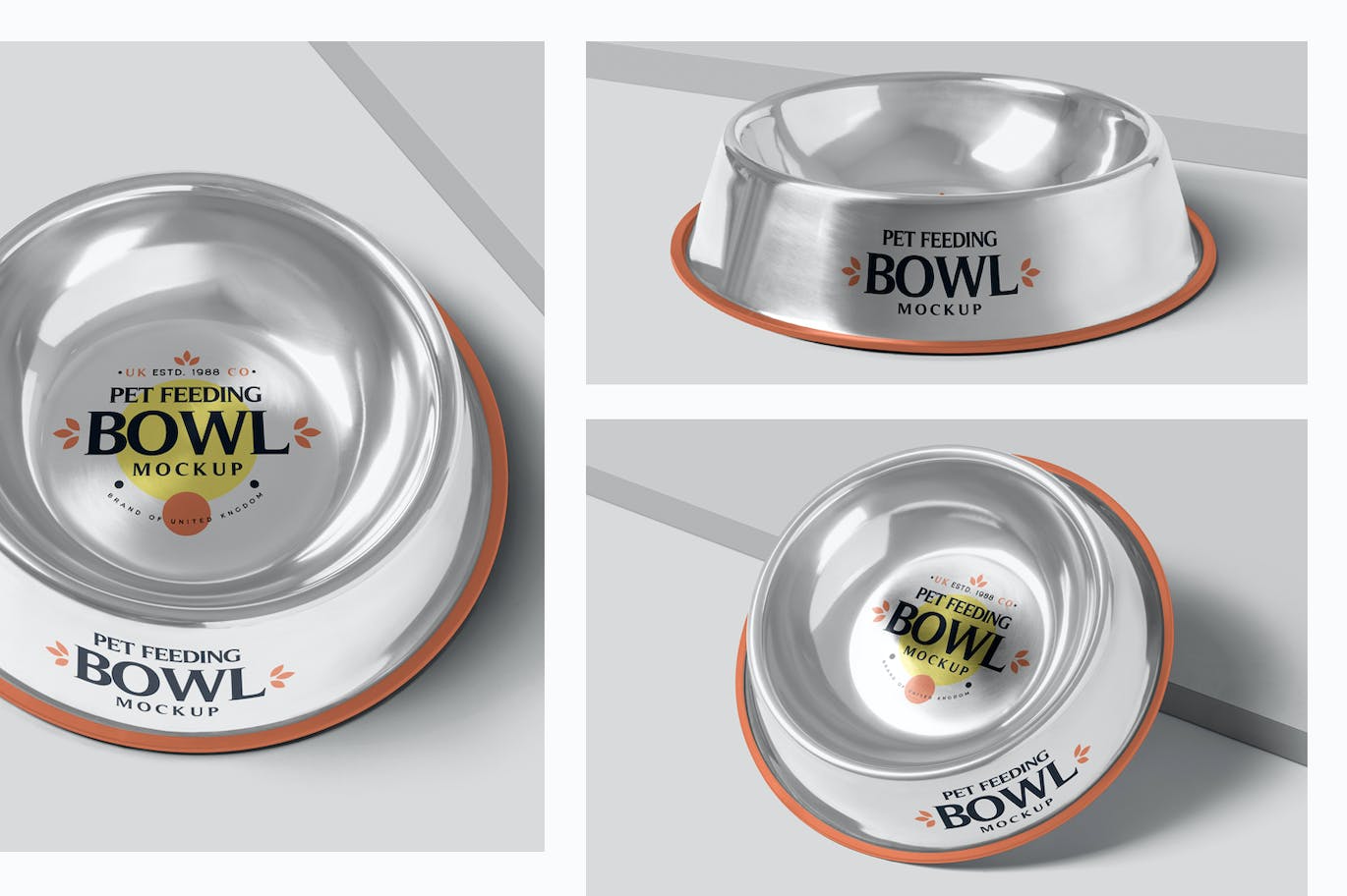 不锈钢宠物狗碗设计样机 Steel Dog Bowl Mockups 样机素材 sucaiwan.com