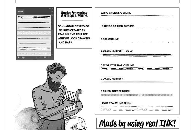 Illustrator复古插画笔刷套装 笔刷资源 sucaiwan.com