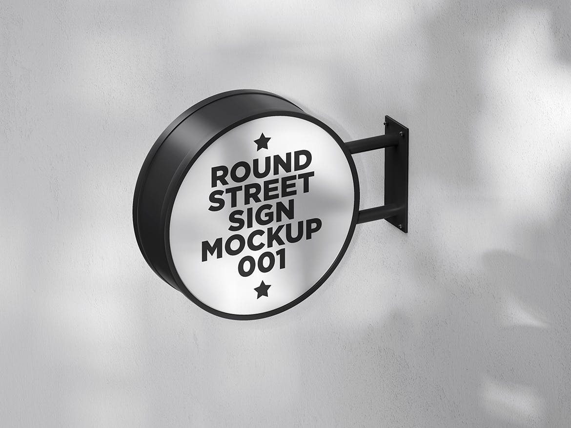 圆形街道标志招牌样机v1 Round Street Sign Mockup 001 样机素材 sucaiwan.com