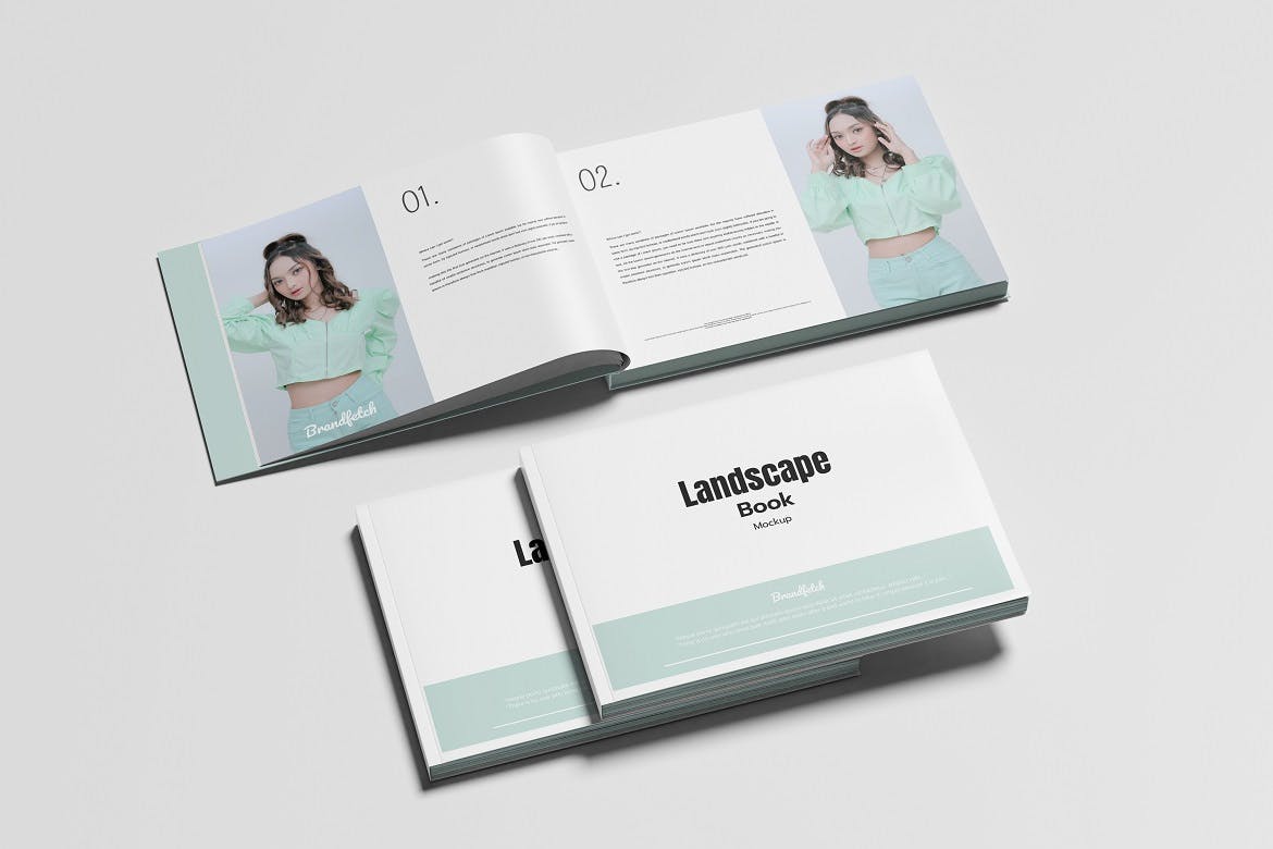 横版书籍画册设计样机模板v2 Landscape Book Mockup V.2 样机素材 sucaiwan.com