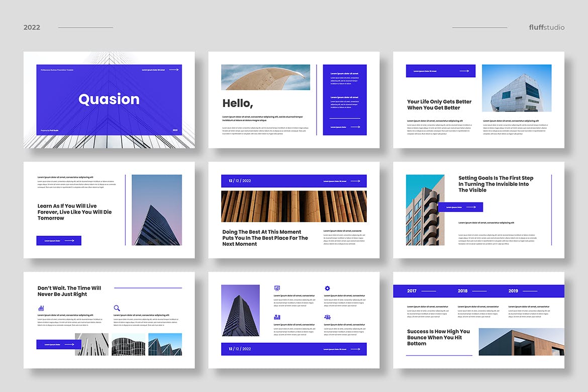 高级技巧培训Powerpoint模板 Quasion – Minimalist Powerpoint Template 幻灯图表 sucaiwan.com