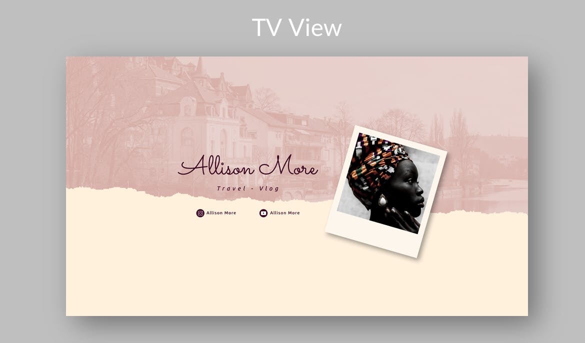 旅行Vlog–Youtube频道艺术Banner模板 Travel Vlog – Youtube Channel Art Header 设计素材 sucaiwan.com