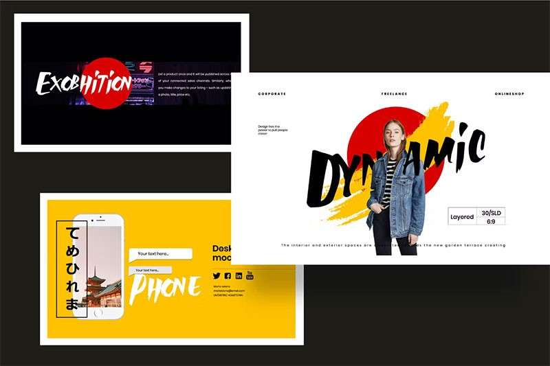 时尚日式风格PPT模板 样机素材 sucaiwan.com