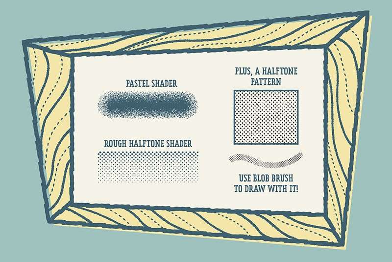 邮票卡通轮廓线和填充纹理AI笔刷 笔刷资源 sucaiwan.com