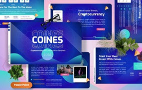加密货币虚拟货币PPT模板 Coines – Cryptocurrency Powerpoint Templates