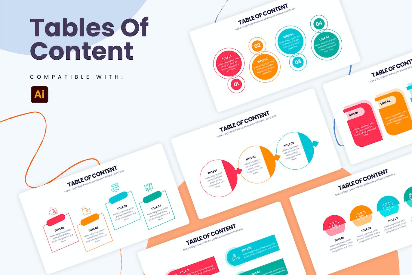 目录步骤信息图表矢量模板 Business Table of Content Illustrator Infographics 幻灯图表 sucaiwan.com