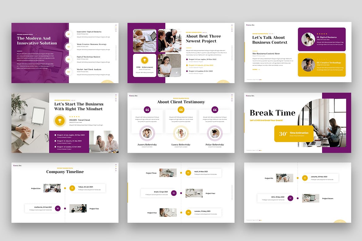 企业文化介绍PPT创意模板 Enosa – Business Powerpoint 幻灯图表 sucaiwan.com